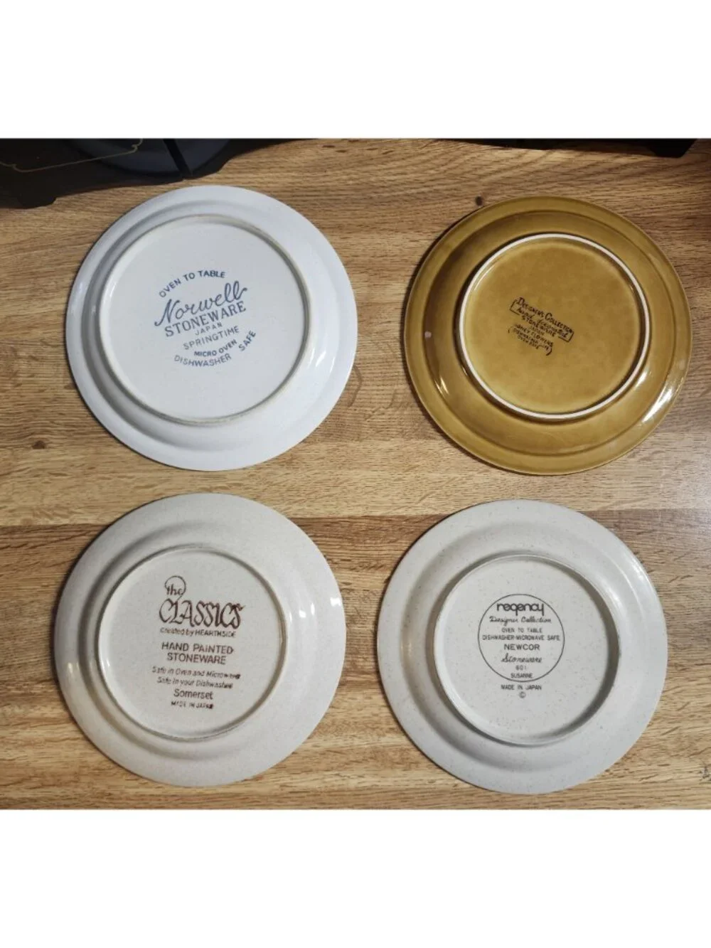 Mismatched Stoneware Plates Lunch Salad Set of 4 Retro Neutral